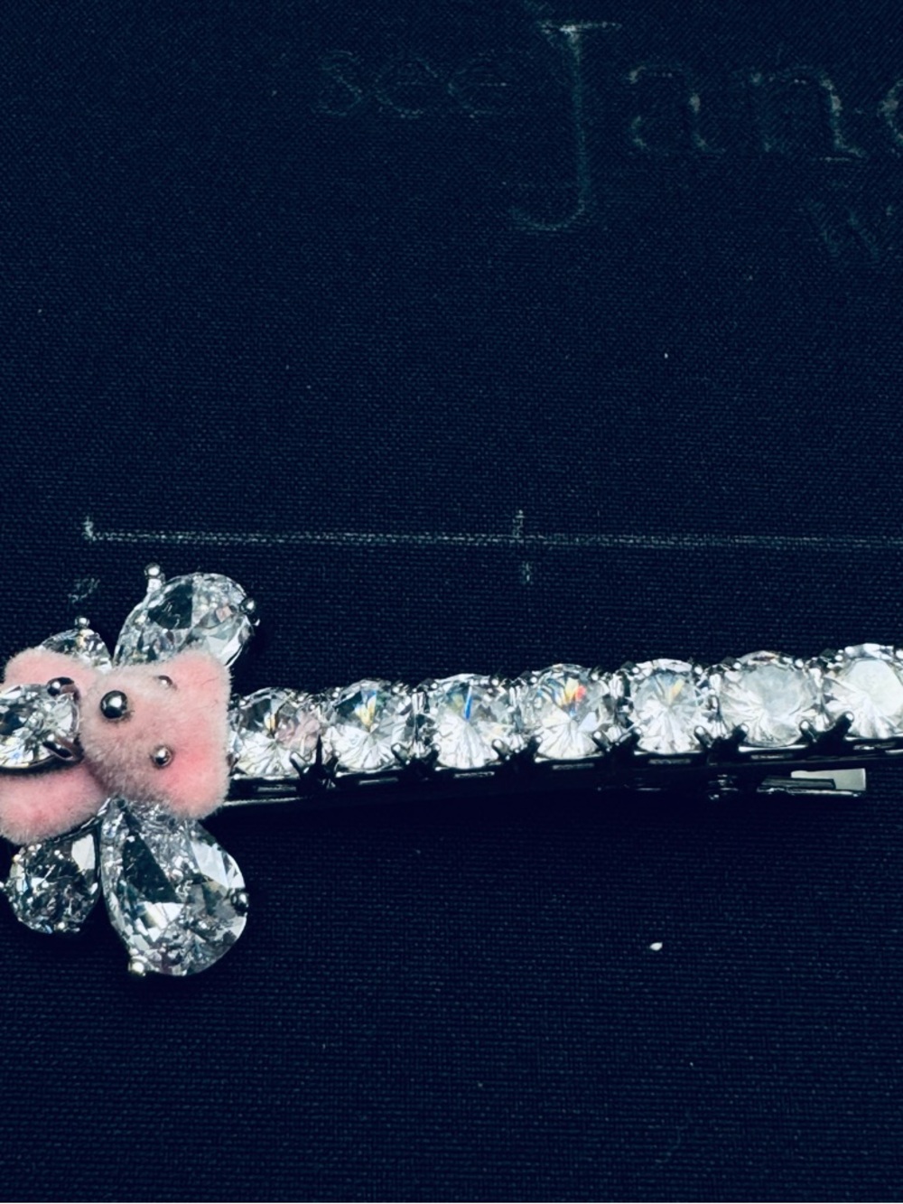 Pink Teddy Crystal Hair Clip - Picture 2 of 6
